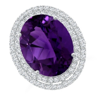 18.26x13.16x9.75mm AA GIA Certified Amethyst Double Halo Cocktail Ring in P950 Platinum