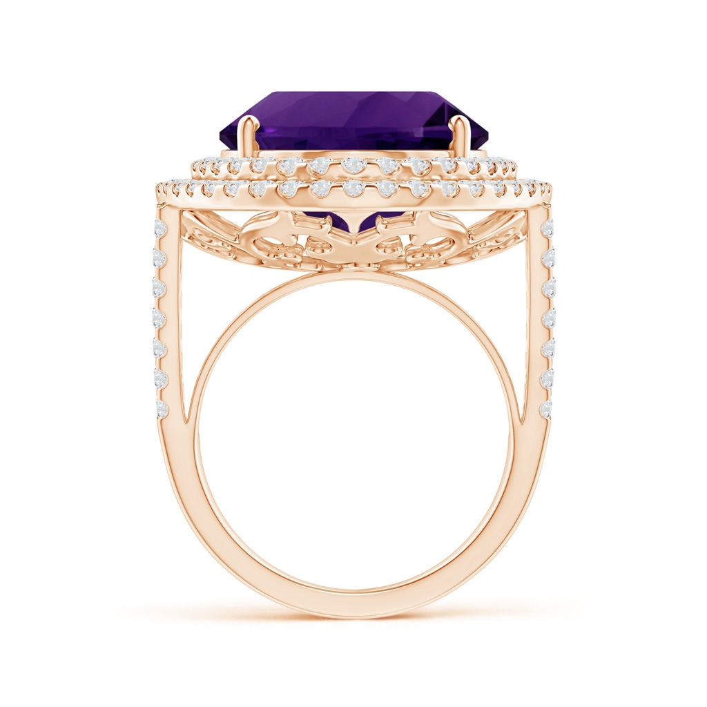 18.26x13.16x9.75mm AA GIA Certified Amethyst Double Halo Cocktail Ring in Rose Gold - side 199