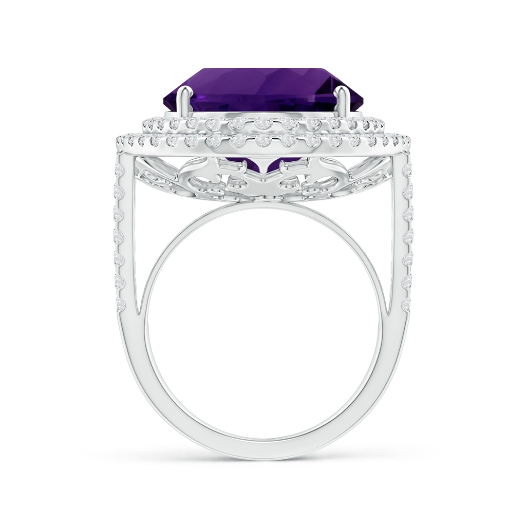 18.26x13.16x9.75mm AA GIA Certified Amethyst Double Halo Cocktail Ring in White Gold - side 199