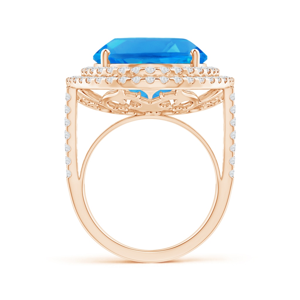18.02x13.03x9.46mm AAAA GIA Certified Swiss Blue Topaz Double Halo Cocktail Ring in Rose Gold - side 199
