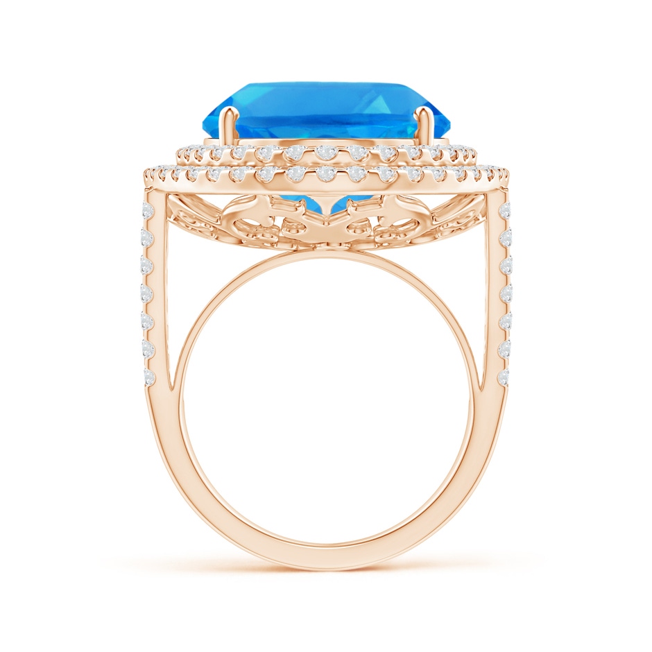 18.02x13.03x9.46mm AAAA GIA Certified Swiss Blue Topaz Double Halo Cocktail Ring in Rose Gold side 199