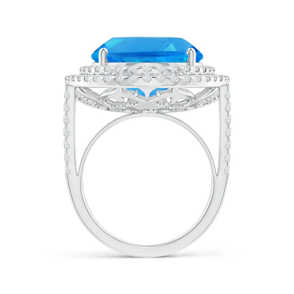 18.02x13.03x9.46mm AAAA GIA Certified Swiss Blue Topaz Double Halo Cocktail Ring in White Gold Side 1