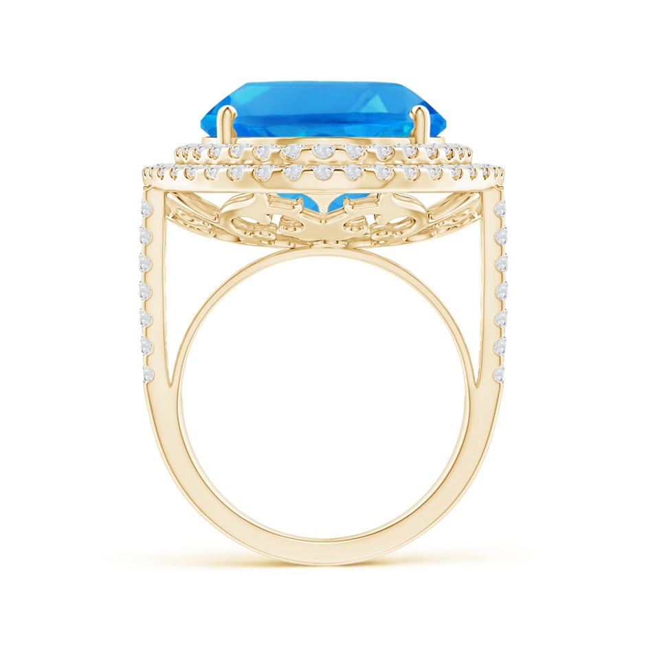 18.02x13.03x9.46mm AAAA GIA Certified Swiss Blue Topaz Double Halo Cocktail Ring in Yellow Gold side 199