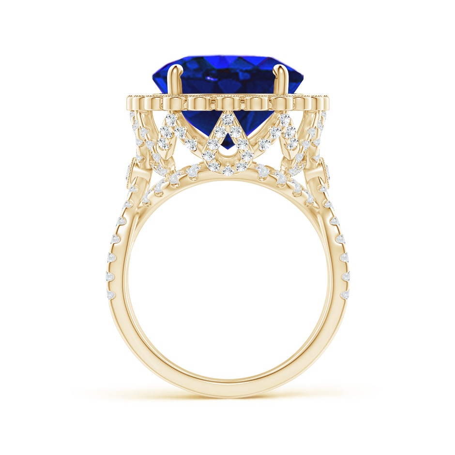 15.67x12.90x9.18mm AAAA GIA Certified Oval Tanzanite Crossover Halo Ring in Yellow Gold Product Image