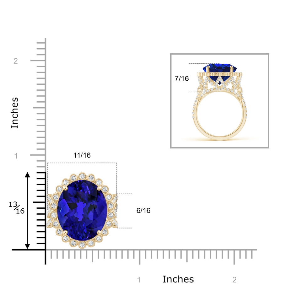 15.67x12.90x9.18mm AAAA GIA Certified Oval Tanzanite Crossover Halo Ring in Yellow Gold Product Image