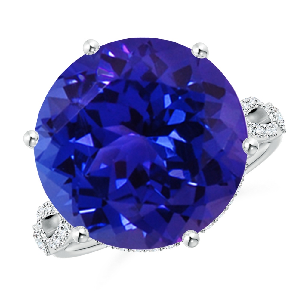14.96-15.15x10.75mm AAAA GIA Certified Tanzanite Solitaire Criss Cross Shank Ring in White Gold