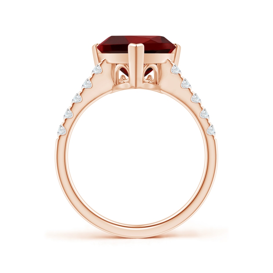 10mm AAAA V-Prong Set Trillion Garnet Cocktail Ring with Diamonds in Rose Gold side 1
