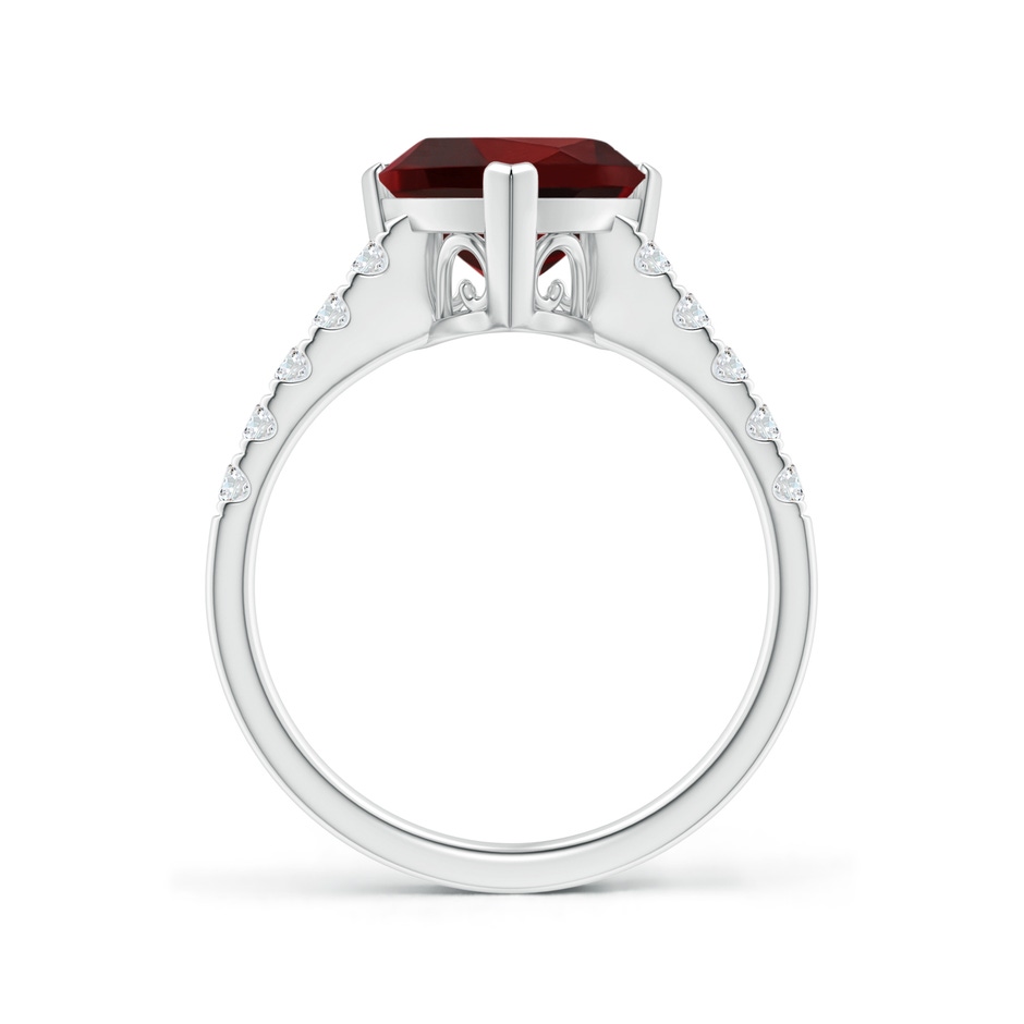 9mm AAA V-Prong Set Trillion Garnet Cocktail Ring with Diamonds in White Gold side 1