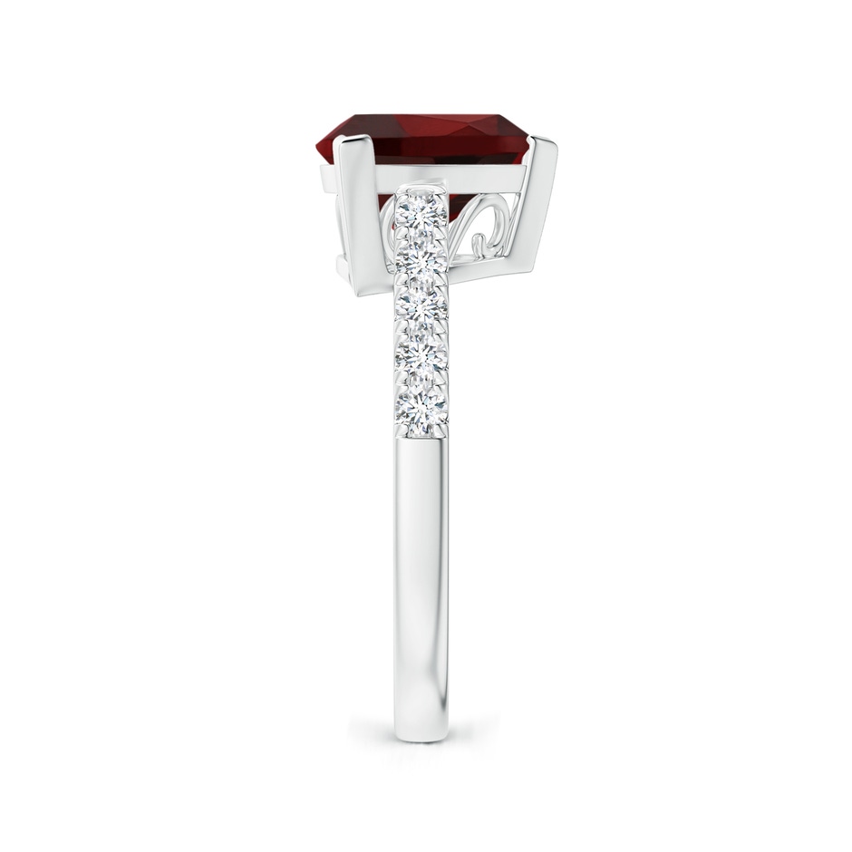 9mm AAA V-Prong Set Trillion Garnet Cocktail Ring with Diamonds in White Gold side 2