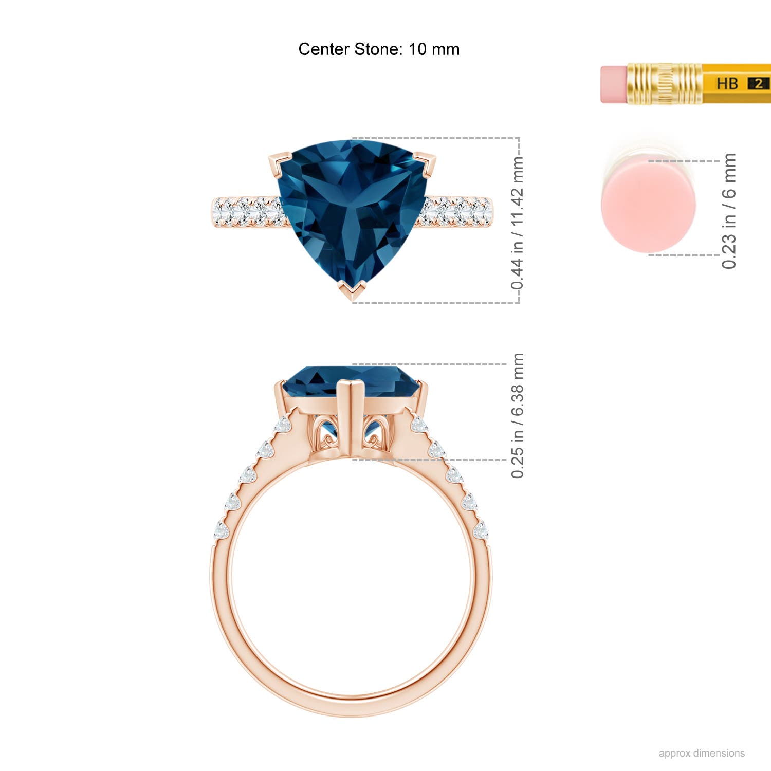 AAA - London Blue Topaz / 4.15 CT / 14 KT Rose Gold