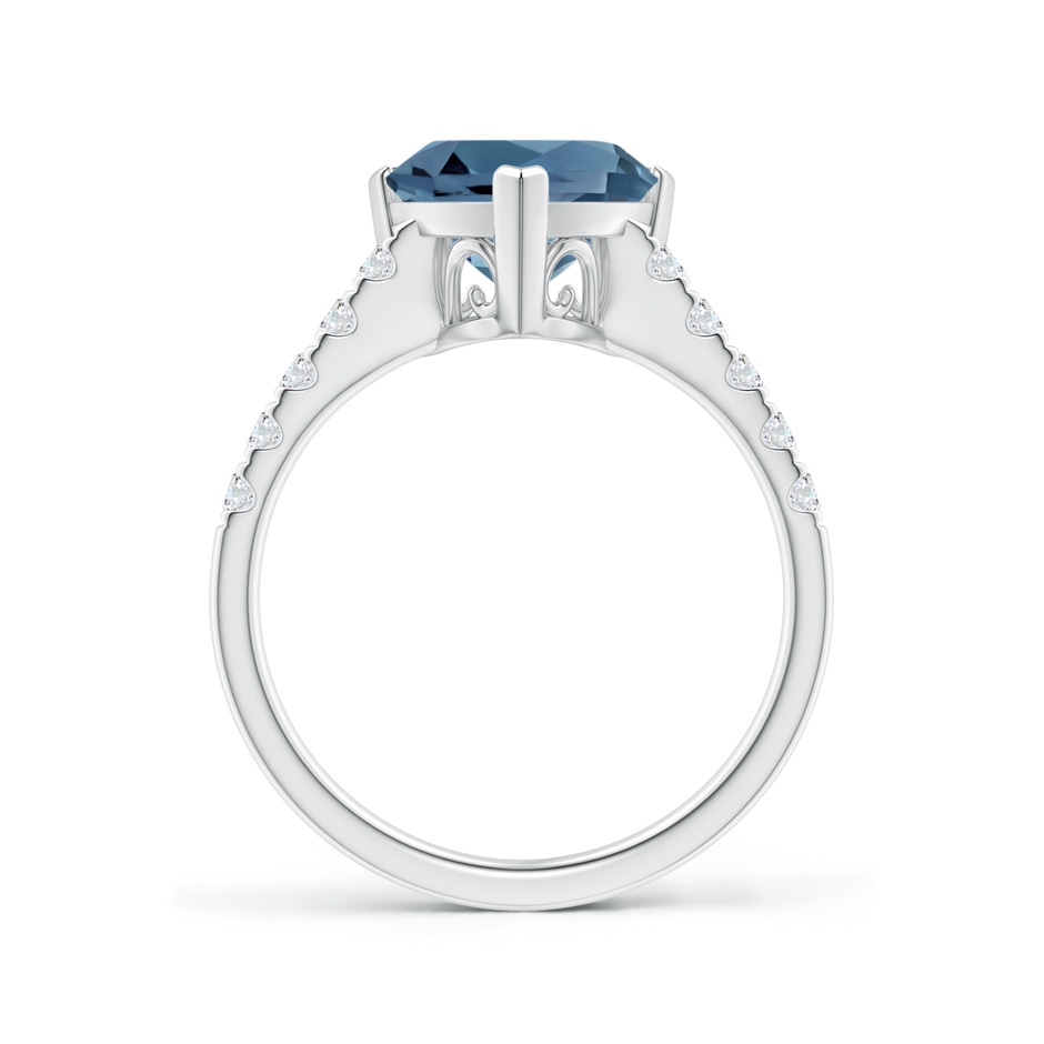 9mm A V-Prong Set Trillion London Blue Topaz Ring with Diamonds in White Gold side 1