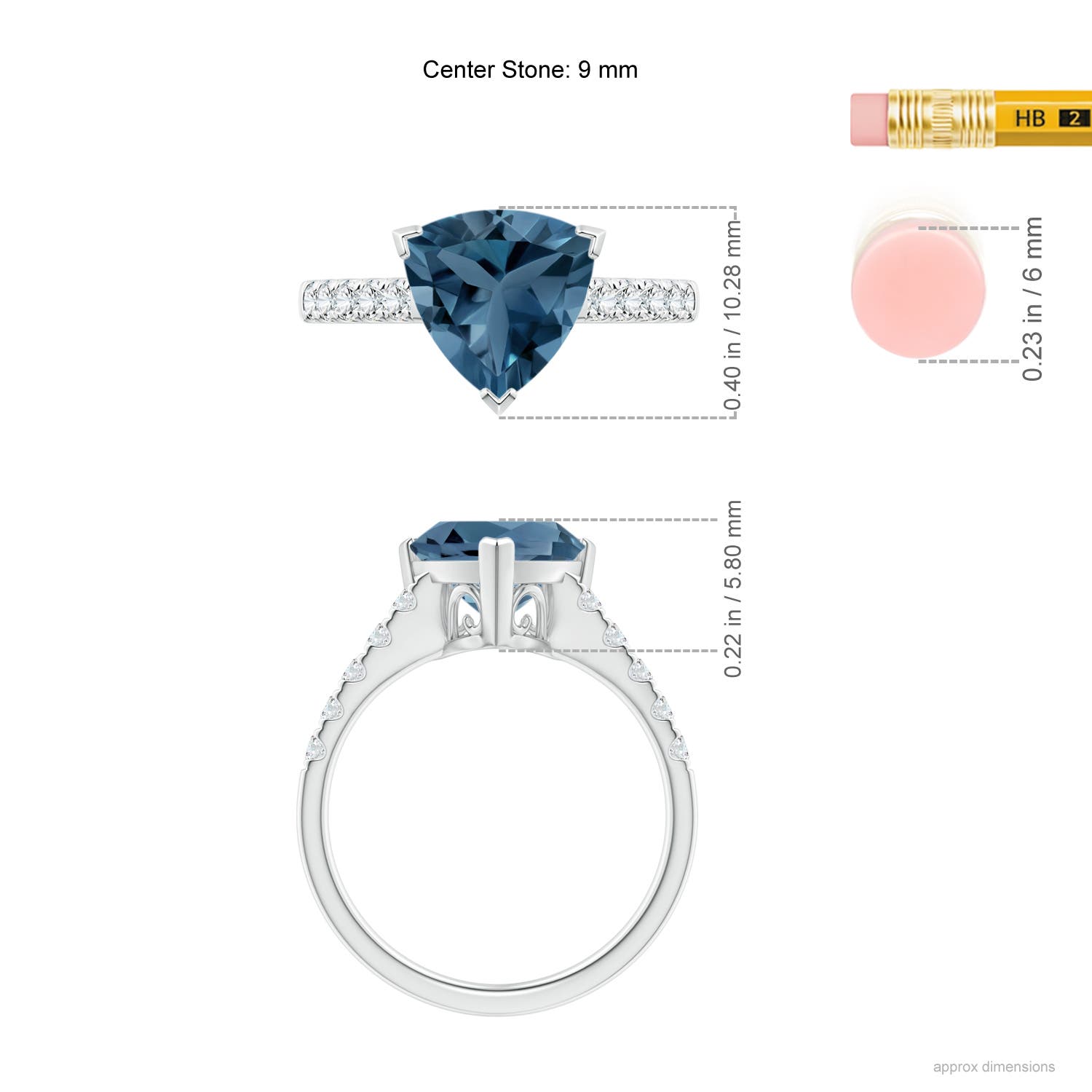 A - London Blue Topaz / 3.05 CT / 14 KT White Gold