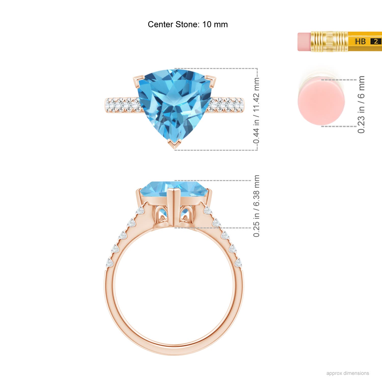 AA - Swiss Blue Topaz / 4.15 CT / 14 KT Rose Gold