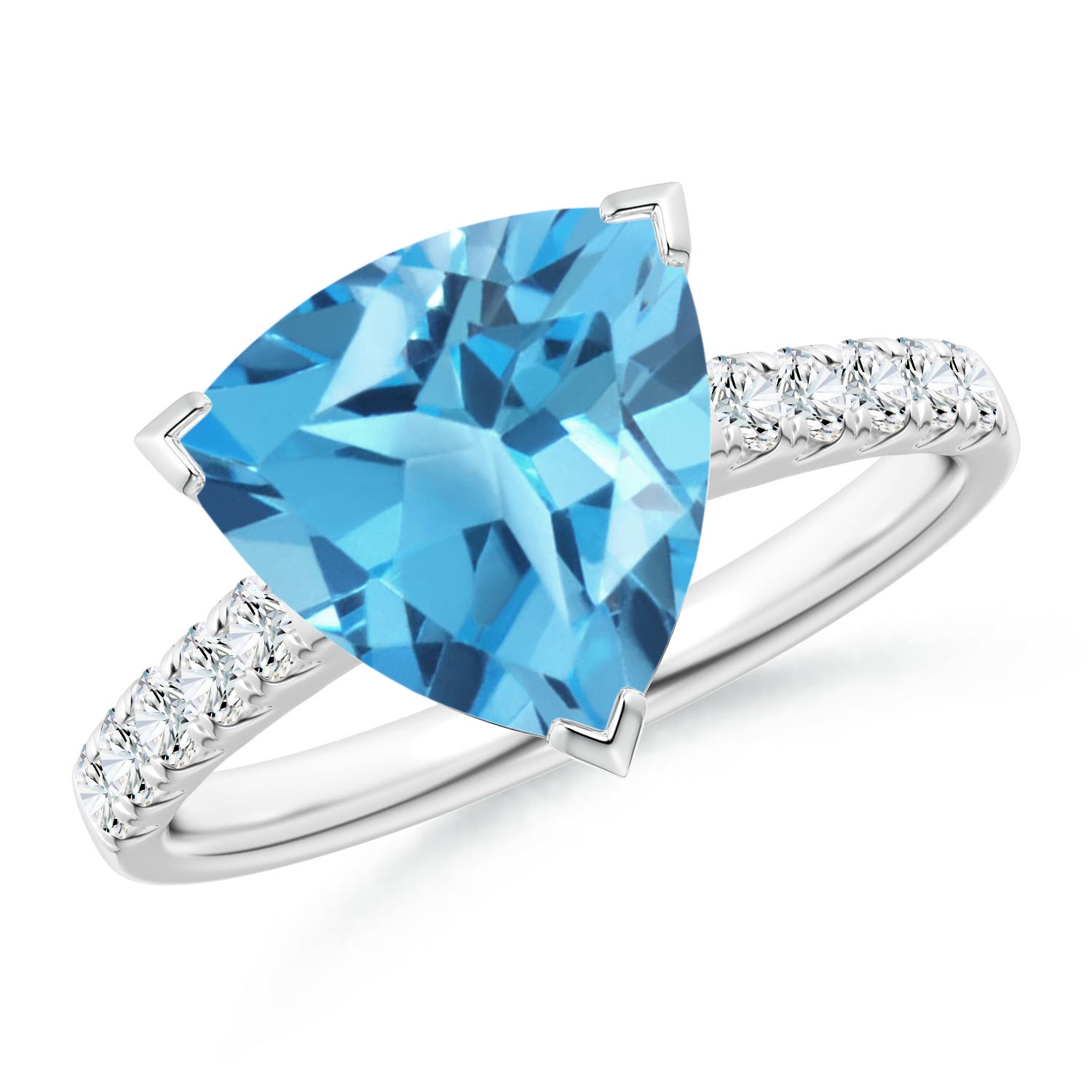 AA - Swiss Blue Topaz / 4.15 CT / 14 KT White Gold