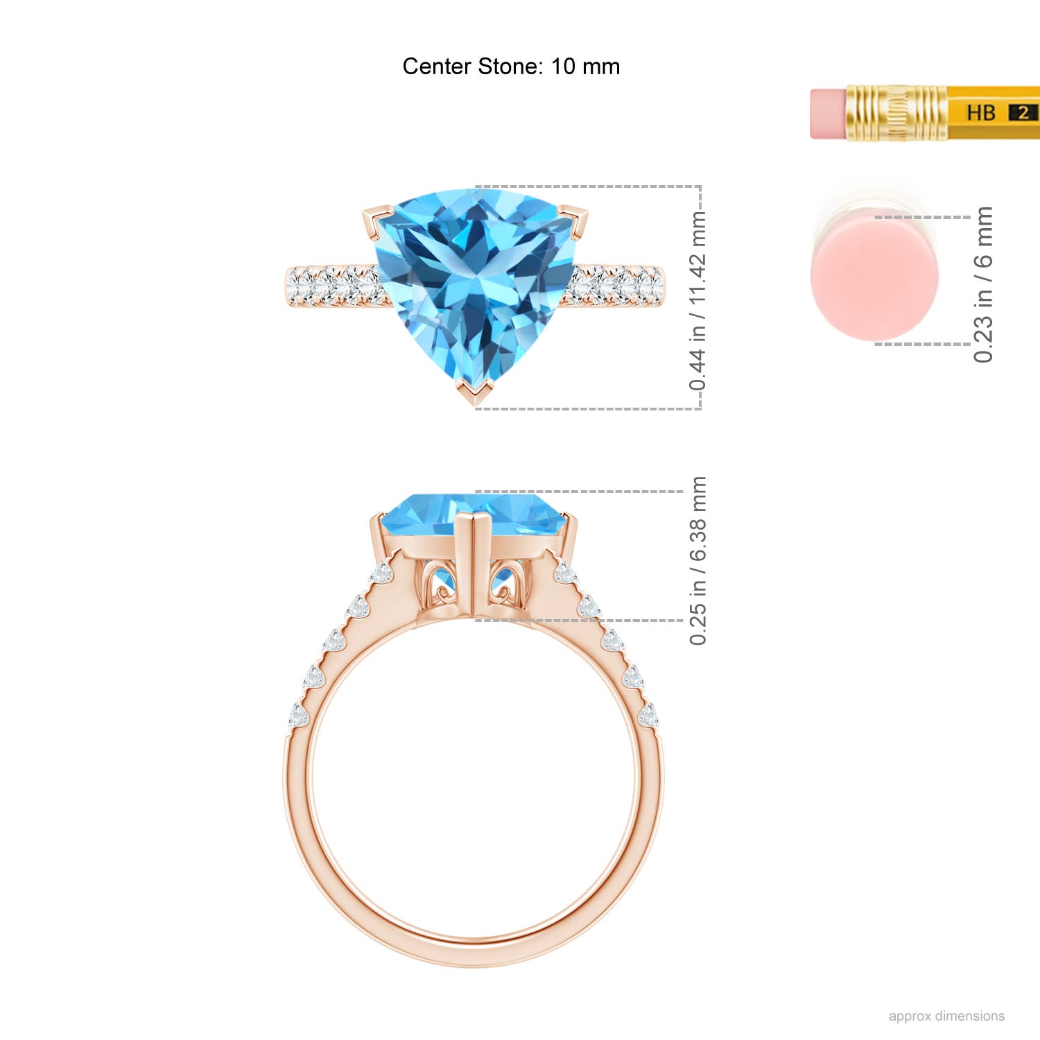 AAA - Swiss Blue Topaz / 4.15 CT / 14 KT Rose Gold