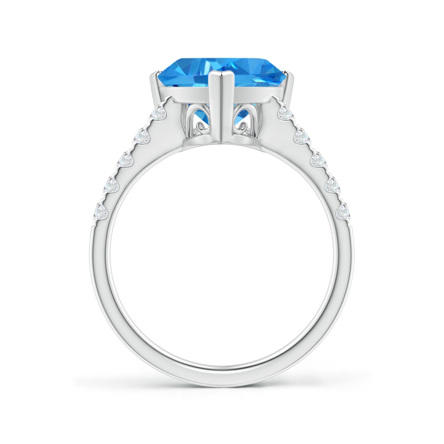 AAAA - Swiss Blue Topaz / 4.15 CT / 14 KT White Gold