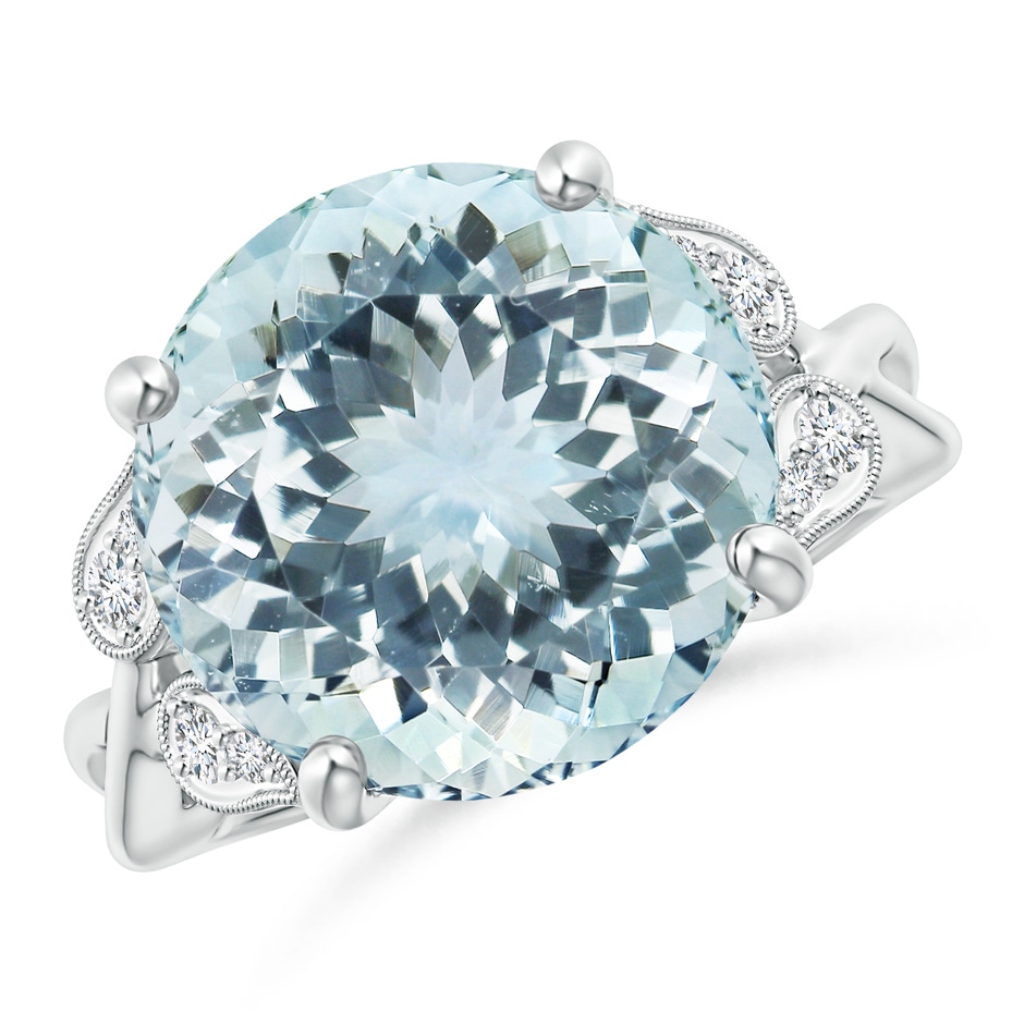 16.01x15.92x9.92mm AA GIA Certified Vintage Style Aquamarine Crossover Shank Ring in White Gold 