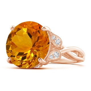 14.06x13.99x9.62mm AAAA Vintage Style GIA Certified Citrine Crossover Shank Ring in 18K Rose Gold