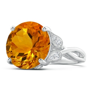 14.06x13.99x9.62mm AAAA Vintage Style GIA Certified Citrine Crossover Shank Ring in 18K White Gold