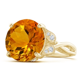 14.06x13.99x9.62mm AAAA Vintage Style GIA Certified Citrine Crossover Shank Ring in 18K Yellow Gold
