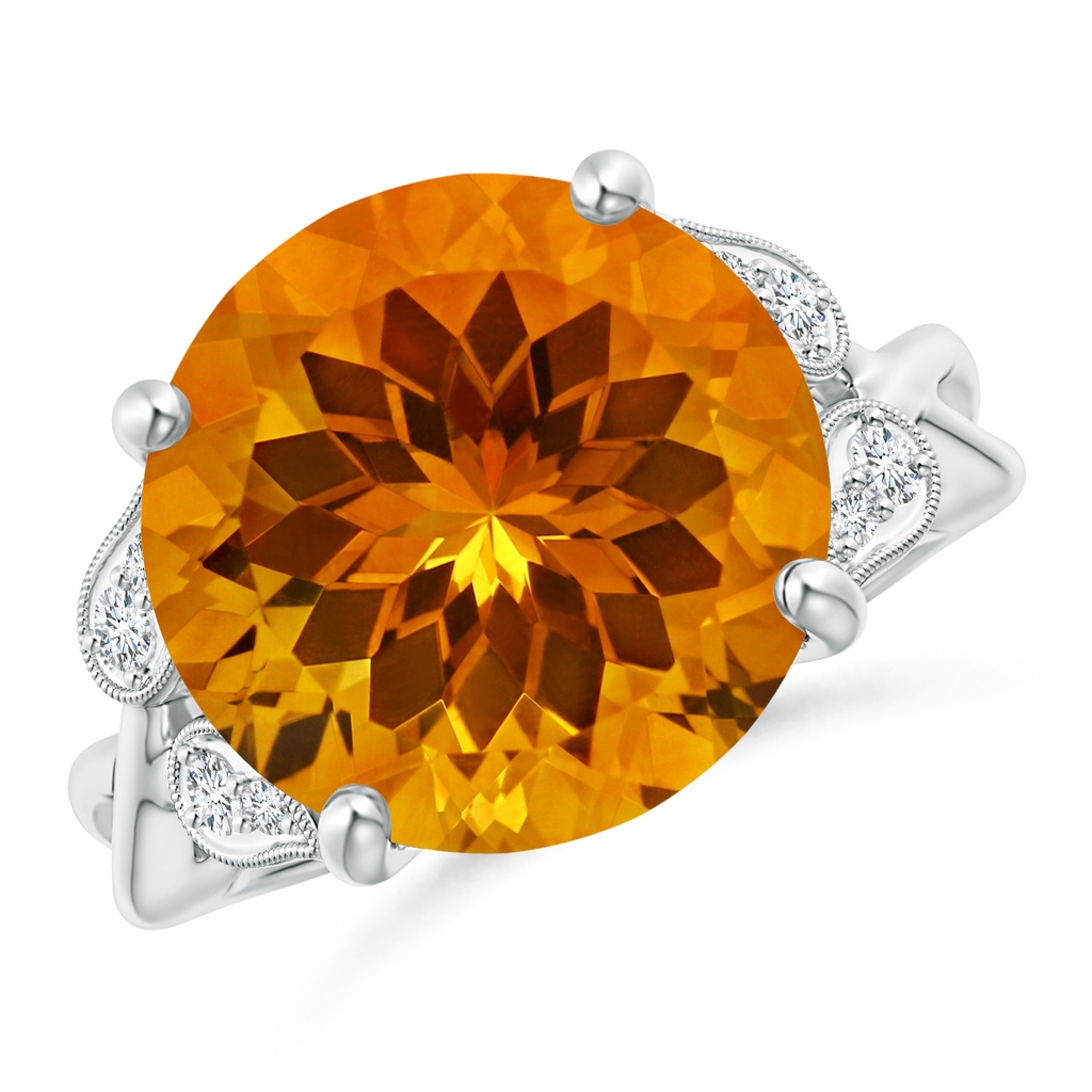 14.06x13.99x9.62mm AAAA Vintage Style GIA Certified Citrine Crossover Shank Ring in White Gold - Side 199