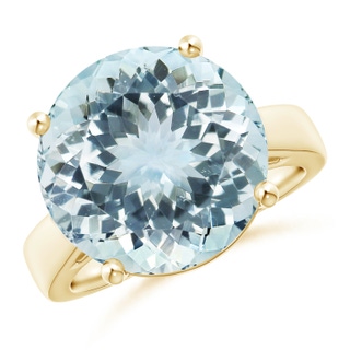16.01x15.92x9.92mm AA GIA Certified Classic Round Aquamarine Solitaire Ring in 18K Yellow Gold