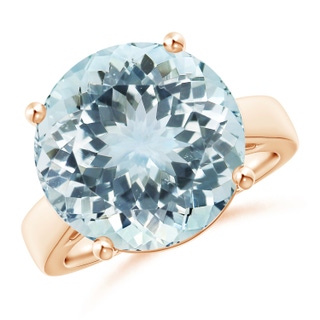 16.01x15.92x9.92mm AA GIA Certified Classic Round Aquamarine Solitaire Ring in 9K Rose Gold