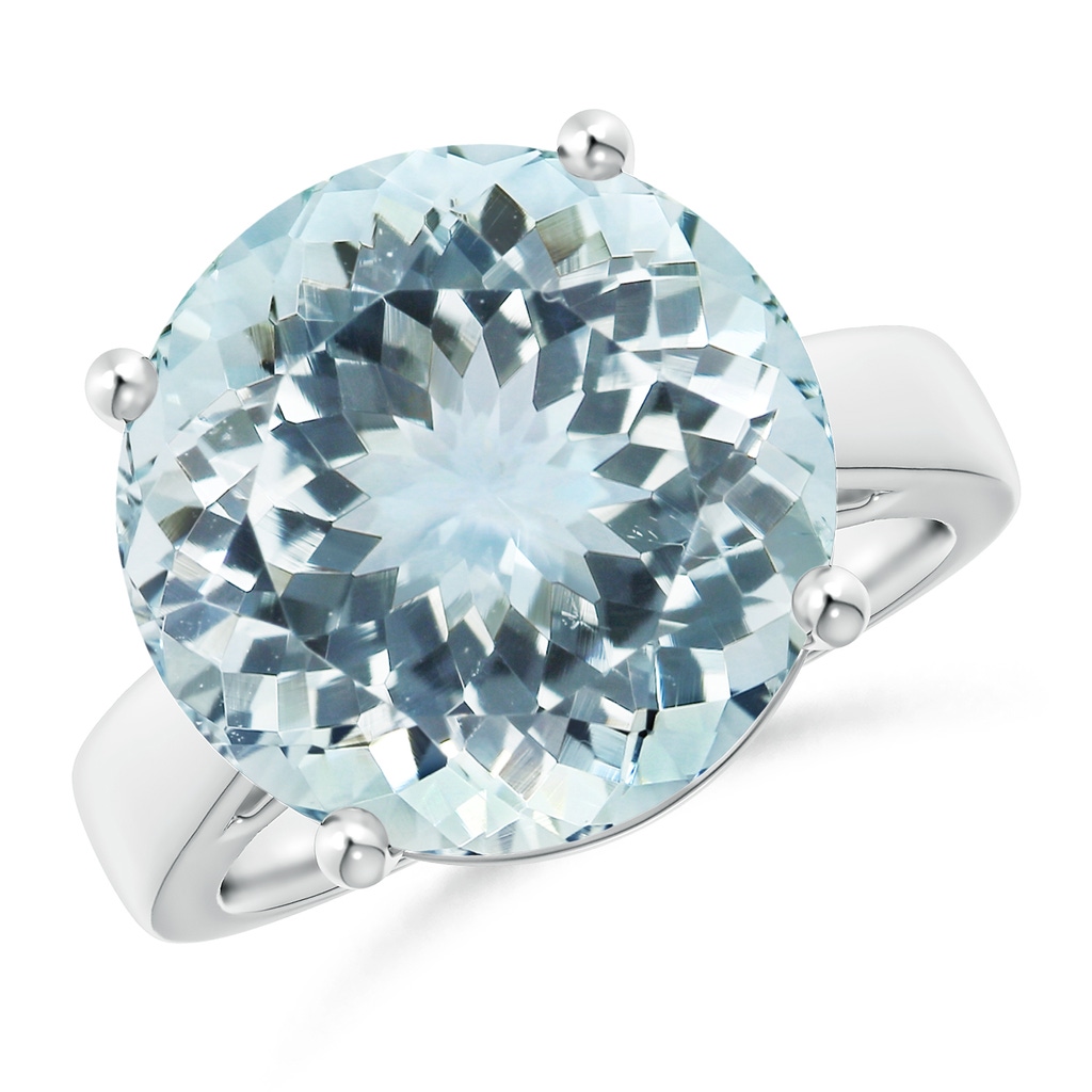 16.01x15.92x9.92mm AA GIA Certified Classic Round Aquamarine Solitaire Ring in White Gold 