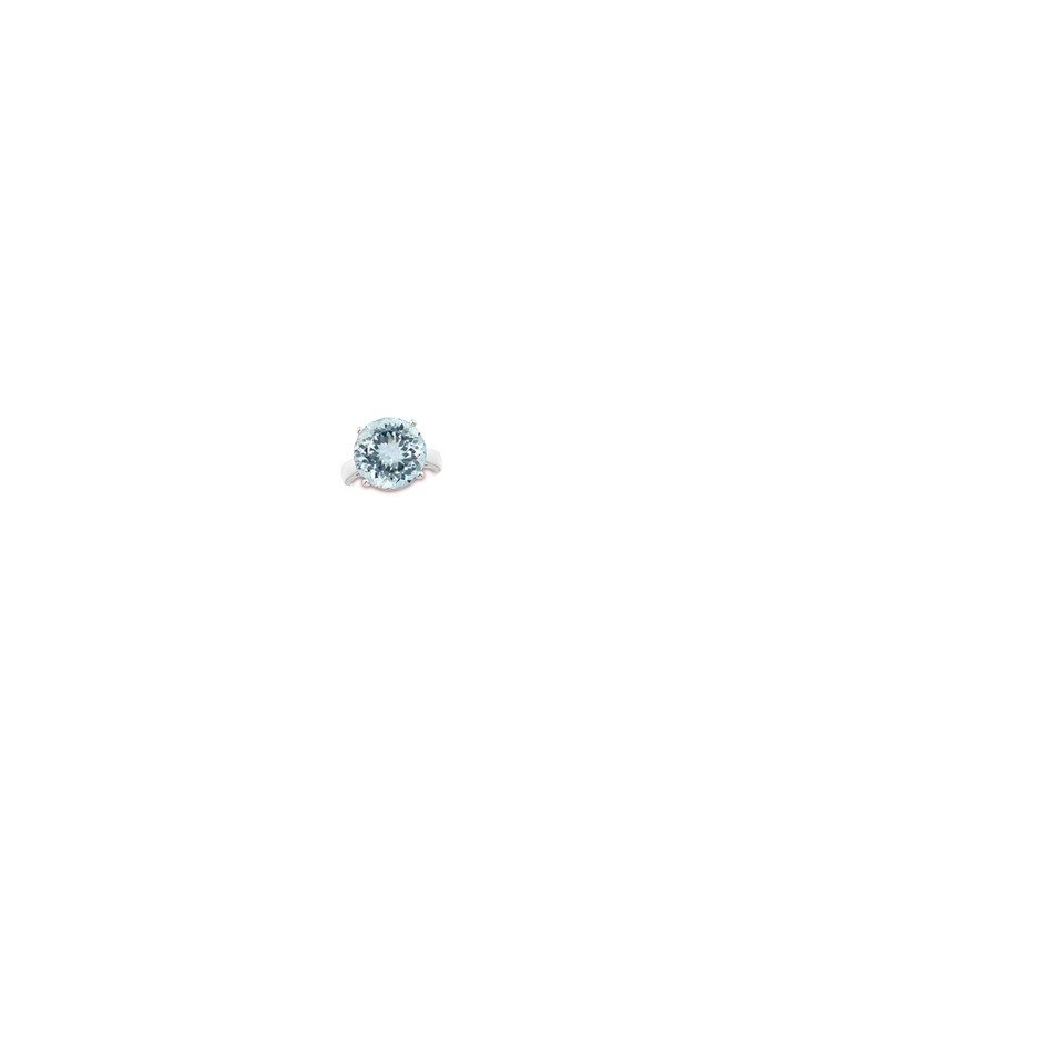 16.01x15.92x9.92mm AA GIA Certified Classic Round Aquamarine Solitaire Ring in White Gold hand