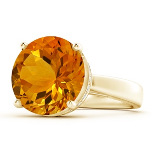 14.06x13.99x9.62mm AAAA Classic GIA Certified Round Citrine Solitaire Ring in 10K Yellow Gold