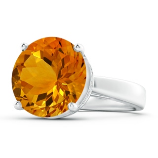 14.06x13.99x9.62mm AAAA Classic GIA Certified Round Citrine Solitaire Ring in 18K White Gold