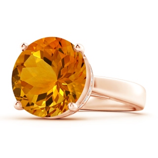 14.06x13.99x9.62mm AAAA Classic GIA Certified Round Citrine Solitaire Ring in 9K Rose Gold