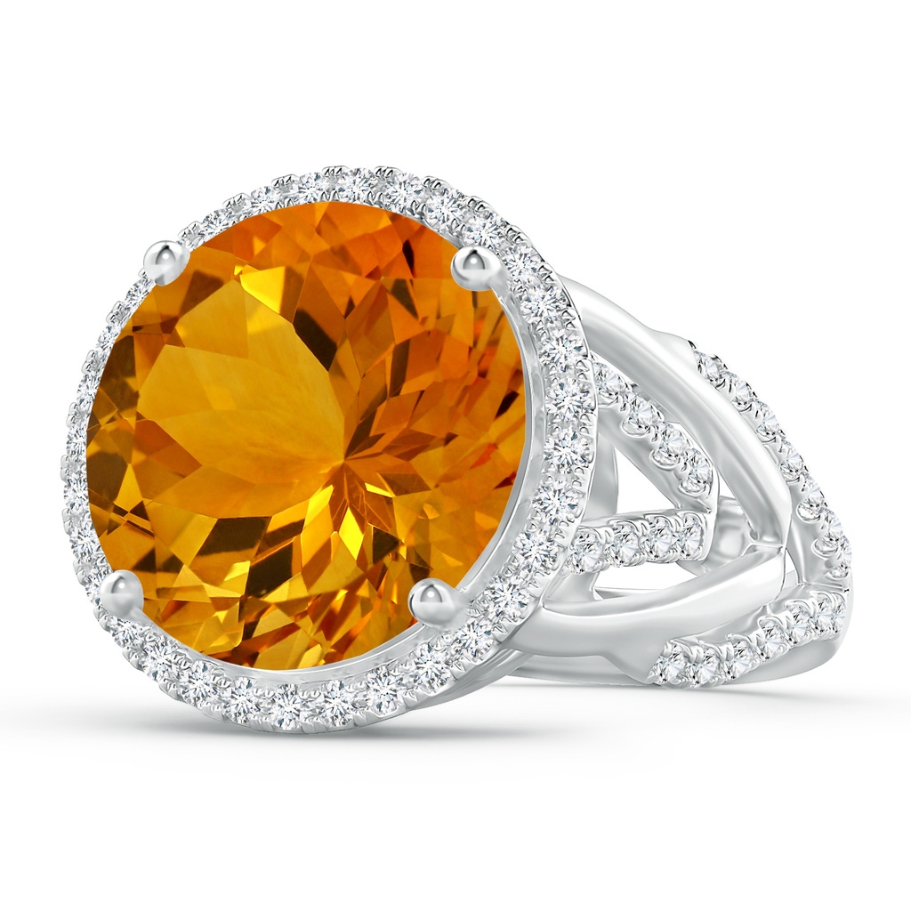 14.06x13.99x9.62mm AAAA GIA Certified Round Citrine Braided Shank Halo Ring in White Gold