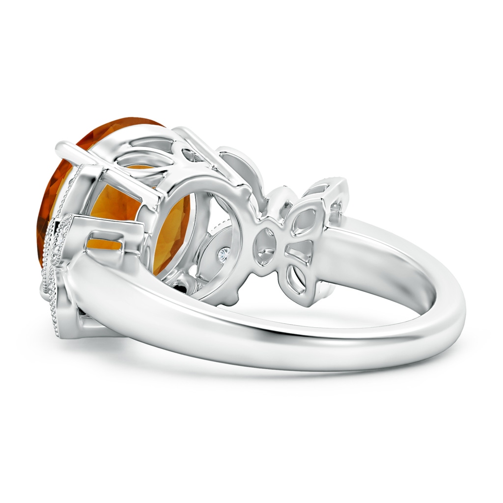 12.00x11.90x7.90mm AAAA Nature Inspired GIA Certified Citrine Ring with Leaf Motifs in White Gold Side 399