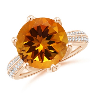 12.00x11.90x7.90mm AAAA Nature Inspired GIA Certified Round Citrine Floral Ring in 10K Rose Gold