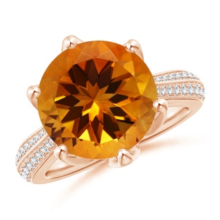 12.00x11.90x7.90mm AAAA Nature Inspired GIA Certified Round Citrine Floral Ring in 18K Rose Gold