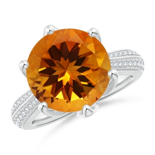 12.00x11.90x7.90mm AAAA Nature Inspired GIA Certified Round Citrine Floral Ring in 18K White Gold