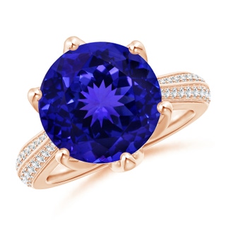 12.17-12.29x8.07mm AAAA GIA Certified Nature Inspired Round Tanzanite Floral Ring in 18K Rose Gold