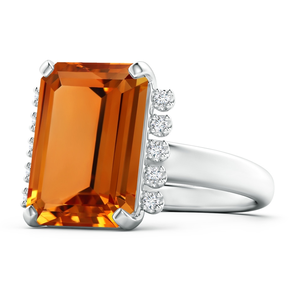 14x10mm AAAA Vintage Style Emerald-Cut Citrine and Diamond Cocktail Ring in White Gold product image