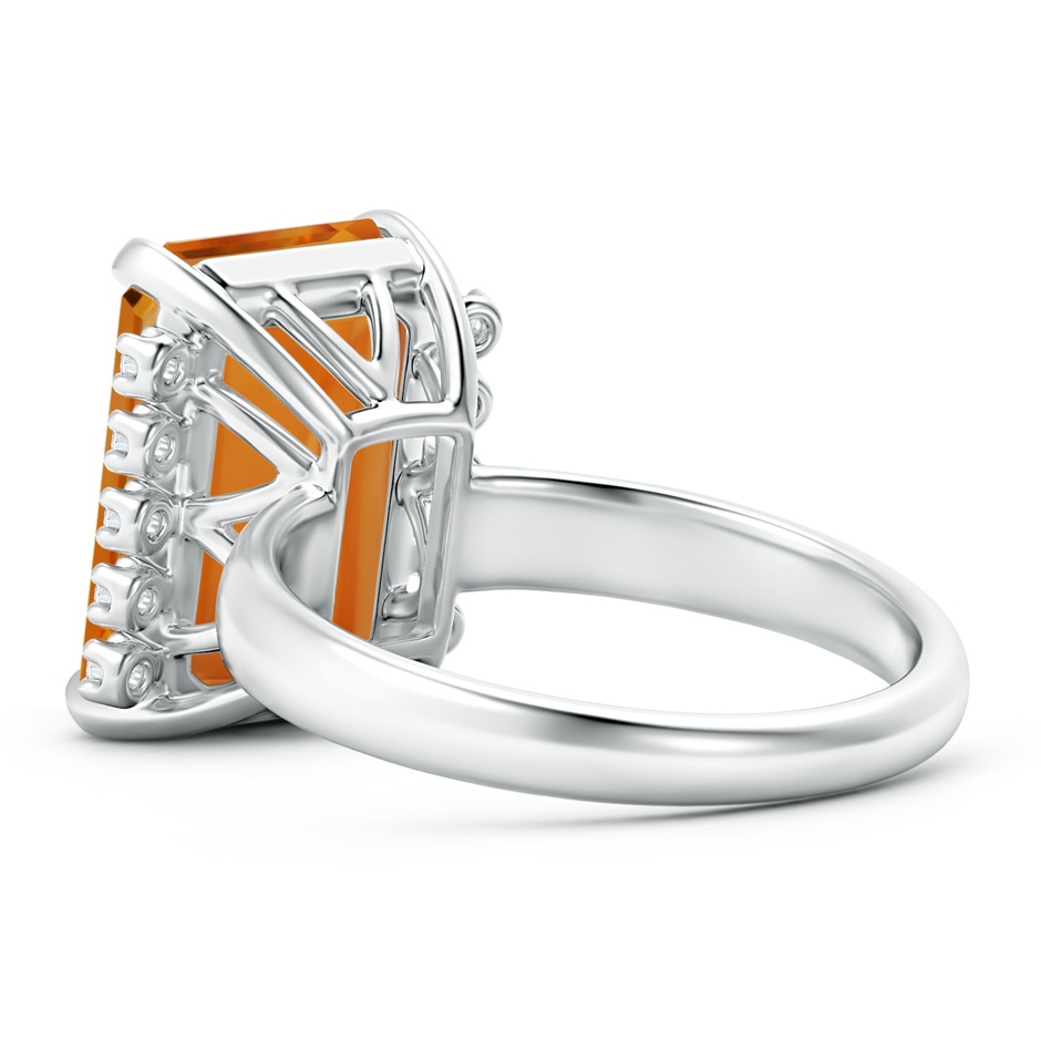 14x10mm AAAA Vintage Style Emerald-Cut Citrine and Diamond Cocktail Ring in White Gold product image