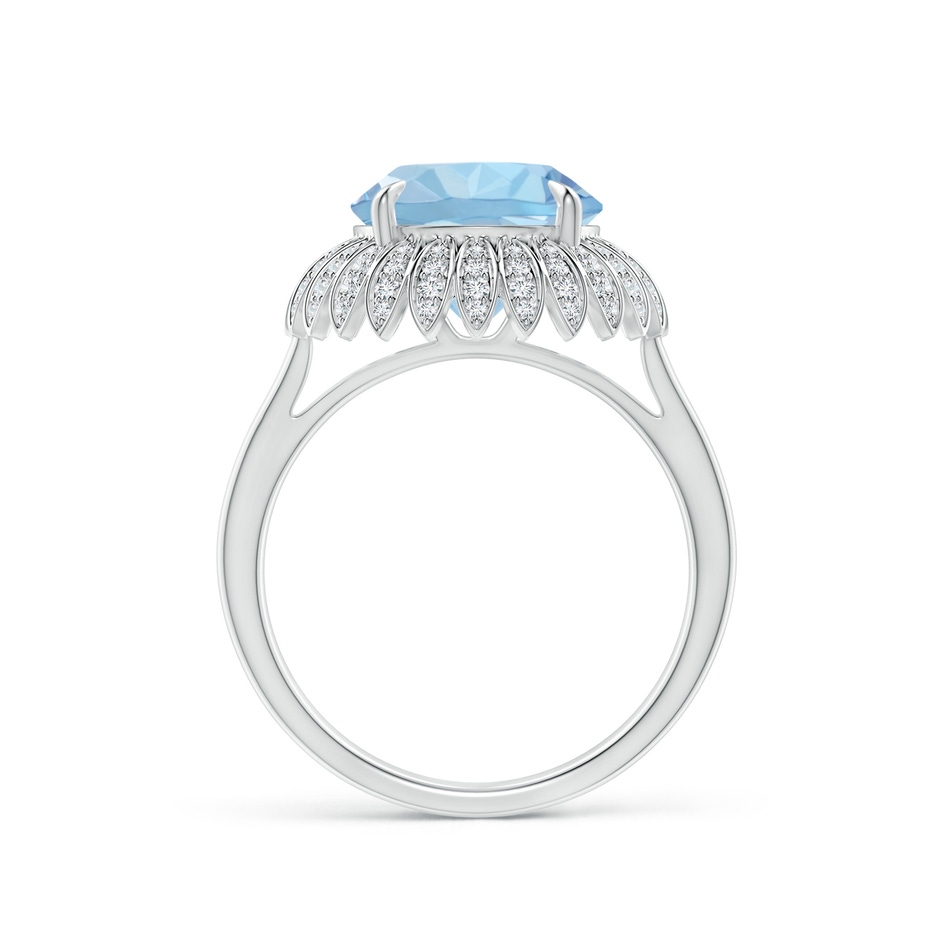 10mm AAA Aquamarine Sunflower Inspired Cocktail Ring with Diamonds in P950 Platinum side 1