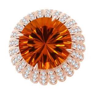 12.00-12.04x8.03mm AAAA GIA Certified Round Citrine Sunflower Ring in 18K Rose Gold