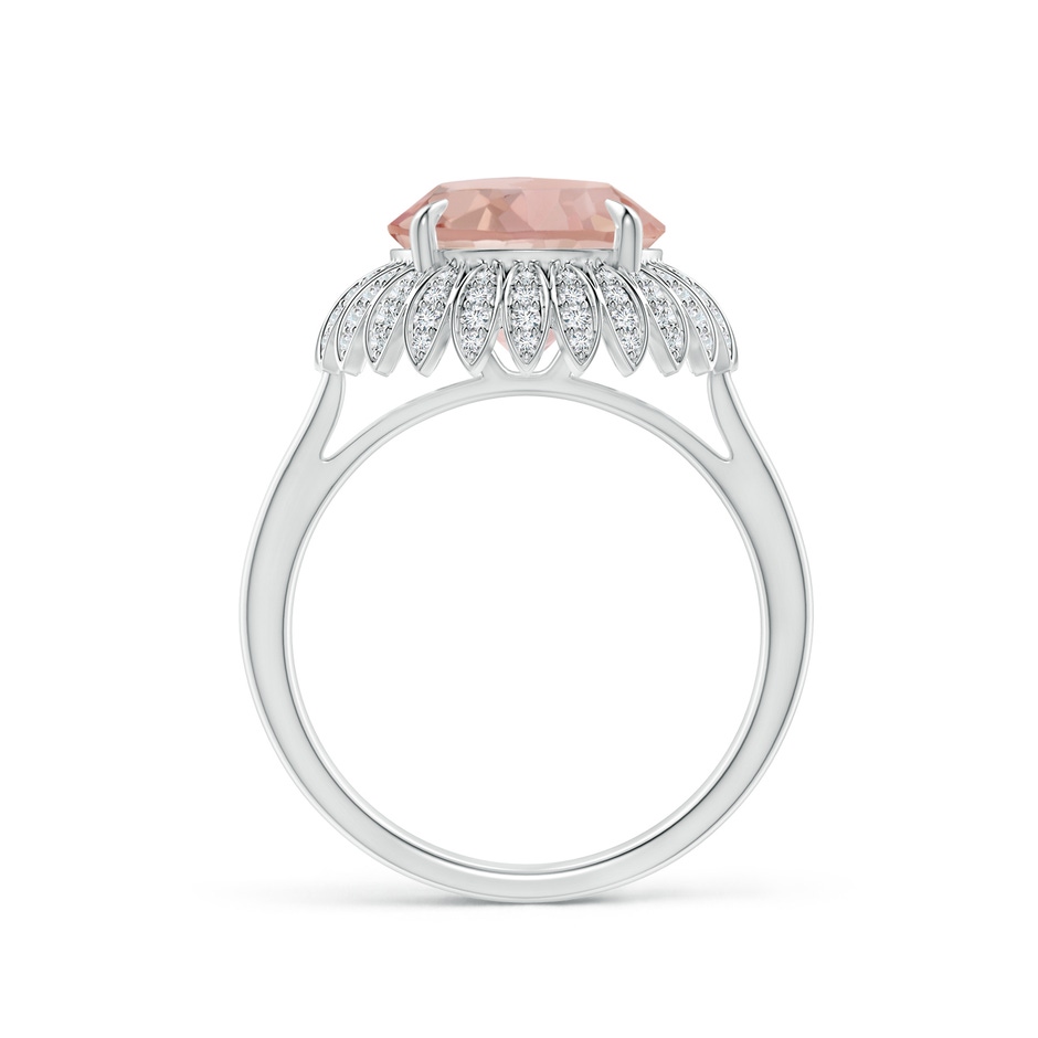 10mm AAA Morganite Sunflower Inspired Cocktail Ring with Diamonds in White Gold side 1