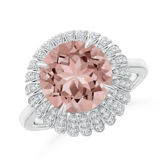 10mm AAAA Morganite Sunflower Inspired Cocktail Ring with Diamonds in P950 Platinum