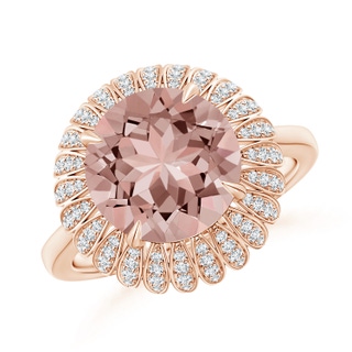 10mm AAAA Morganite Sunflower Inspired Cocktail Ring with Diamonds in Rose Gold