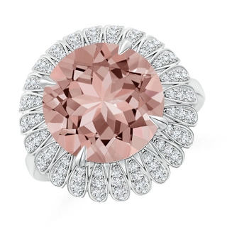 12mm AAAA Morganite Sunflower Inspired Cocktail Ring with Diamonds in P950 Platinum