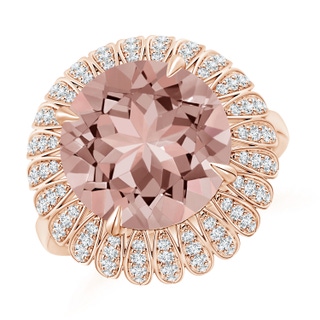 12mm AAAA Morganite Sunflower Inspired Cocktail Ring with Diamonds in Rose Gold