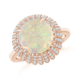 10mm AAA Opal Sunflower Inspired Cocktail Ring with Diamonds in Rose Gold