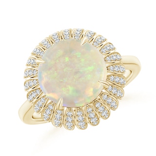 10mm AAA Opal Sunflower Inspired Cocktail Ring with Diamonds in Yellow Gold