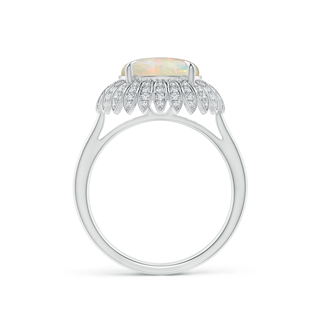 10mm AAAA Opal Sunflower Inspired Cocktail Ring with Diamonds in P950 Platinum Side 1